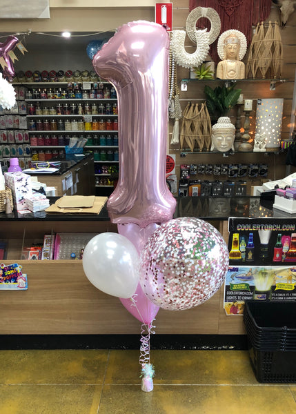 Jumbo Foil Number, 17" Confetti and 3 Latex Bouquet - SELECT COLOUR THEME